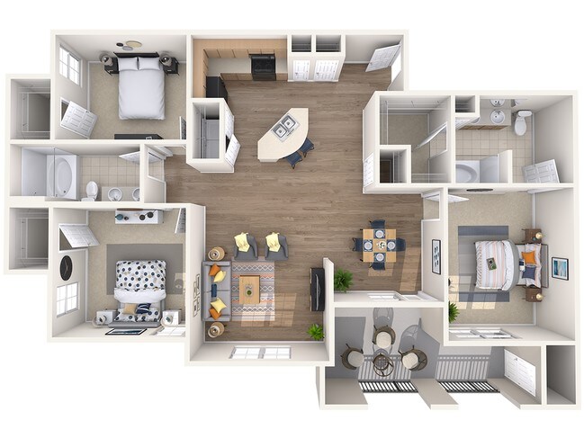 C1 3 Bed 2 Bath 03301 floor plan